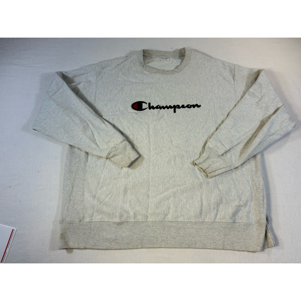 Champion Reverse Weave Sweatshirt 2XL Gray‎  Spellout Pullover 2X-Large